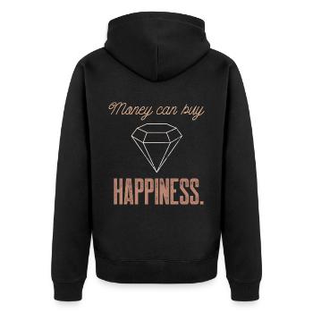 Schmuck Bling Geld kann Glück kaufen Lustiges Diamon - Unisex Premium Bio Zip Hoodie - Schwarz - Hinten - Nico (187cm)