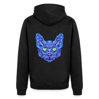 Chat Bleu Polygonal - Veste à capuche bio Premium Unisexe - noir - Dos - Nico (187cm)
