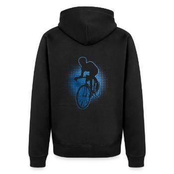 Herren Rennradfahren Rennradfahrer Roadbike - Unisex Premium Bio Zip Hoodie - Schwarz - Hinten - Nico (187cm)