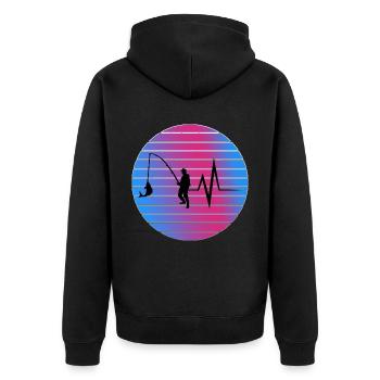 Angeln - Unisex Premium Bio Zip Hoodie - Schwarz - Hinten - Nico (187cm)