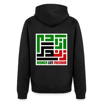 Women life freedom - Unisex Premium Bio Zip Hoodie - Schwarz - Hinten - Nico (187cm)