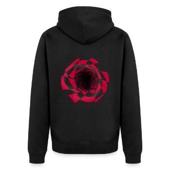Psychedelisches Muster Abstrakt Retro - Unisex Premium Bio Zip Hoodie - Schwarz - Hinten - Nico (187cm)
