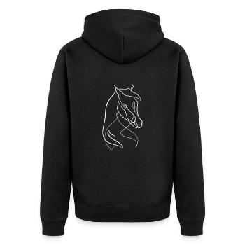 Cheval line art - Veste à capuche bio Premium Unisexe - noir - Dos - Nico (187cm)