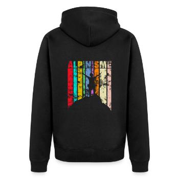 Bergsteigen - Unisex Premium Bio Zip Hoodie - Schwarz - Hinten - Nico (187cm)