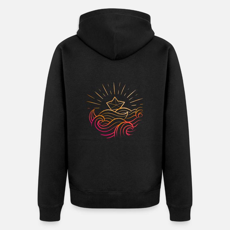 Bateau papier Origami - Veste à capuche bio Premium Unisexe - noir