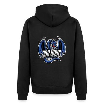 Logo Udo Weiß (Udogoodvibes) - Unisex Premium Bio Zip Hoodie - Schwarz - Hinten - Nico (187cm)