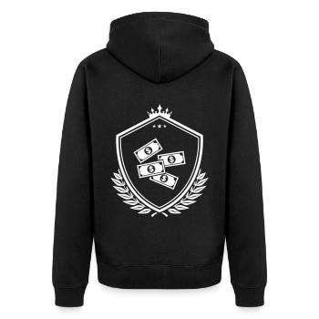 Cash Money Coat of Arms - Unisex Premium Organic Zip Hoodie - black - Back - Nico (187cm)