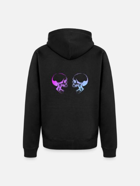 Double skull art - Unisex Premium Organic Zip Hoodie - black