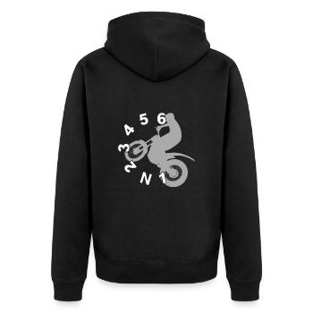 Motocross-Fahrer - Unisex Premium Bio Zip Hoodie - Schwarz - Hinten - Nico (187cm)