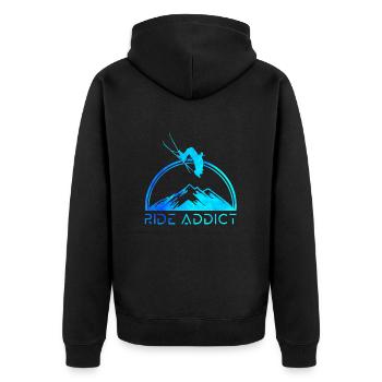 Skifahrer-Süchtiger - Unisex Premium Bio Zip Hoodie - Schwarz - Hinten - Nico (187cm)