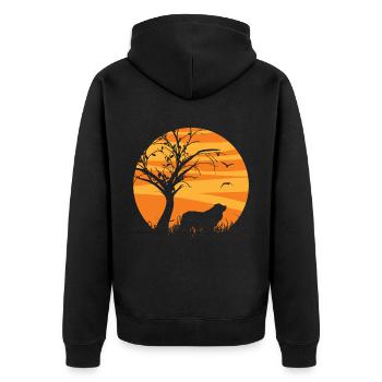 Sussex Spaniel Hunde Sonnenaufgang - Unisex Premium Bio Zip Hoodie - Schwarz - Hinten - Nico (187cm)
