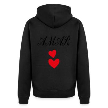 AMAR Corazón - Veste à capuche bio Premium Unisexe - noir - Dos - Nico (187cm)