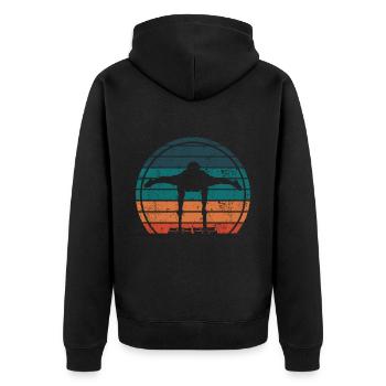 Calisthenics Push Up Training Vintage Retro - Unisex Premium Bio Zip Hoodie - Schwarz - Hinten - Nico (187cm)