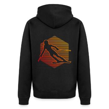 Damen Skifahrer Freestyle Skifahrer Skiing - Unisex Premium Bio Zip Hoodie - Schwarz - Hinten - Nico (187cm)