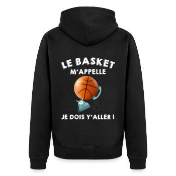 Le Basket m'appelle Humour Basket-ball - Veste à capuche bio Premium Unisexe - noir - Dos - Nico (187cm)