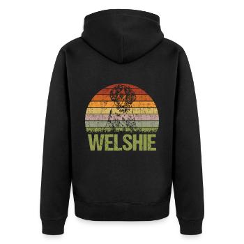 Welsh Springer Spaniel Vintage Retro - Unisex Premium Organic Zip Hoodie - black - Back - Nico (187cm)