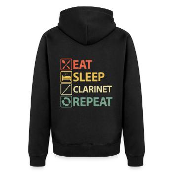 Clarinet Player Klarinetten Sprüche Witzig Humor - Unisex Premium Bio Zip Hoodie - Schwarz - Hinten - Nico (187cm)