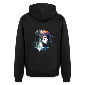 Anime No16 - Unisex Premium Bio Zip Hoodie - Schwarz - Hinten - Nico (187cm)