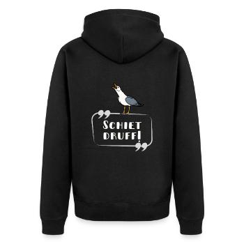 Moin - schreiende Möwe Schrift lustig norddeutsch - Unisex Premium Bio Zip Hoodie - Schwarz - Hinten - Nico (187cm)
