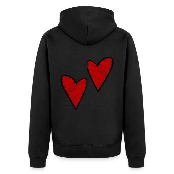herzen symbol liebe - Unisex Premium Bio Zip Hoodie - Schwarz - Hinten - Nico (187cm)