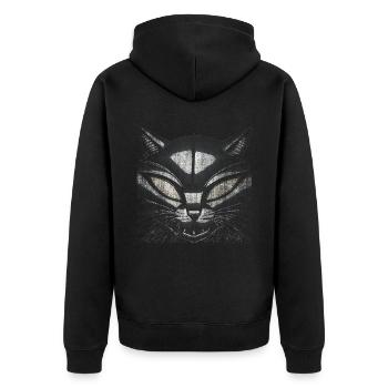 EvilCat Robot - Unisex Premium Organic Zip Hoodie - black - Back - Nico (187cm)