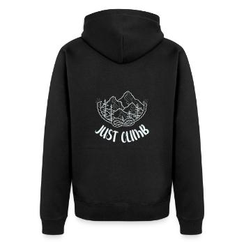 EINFACH KLETTERN Escalade Linienkunst - Unisex Premium Bio Zip Hoodie - Schwarz - Hinten - Nico (187cm)