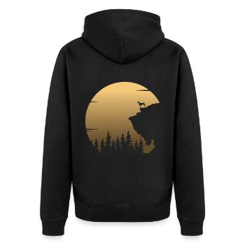 Galgo Espanol Dog Greyhound Moon Silhouette - Unisex Premium Organic Zip Hoodie - black - Back - Nico (187cm)