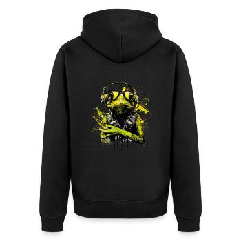 Grenouille cool avec lunettes de soleil et écouteurs - Veste à capuche bio Premium Unisexe - noir - Dos - Nico (187cm)