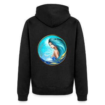 Sirène femme aux cheveux bleus bleu turquoise - Veste à capuche bio Premium Unisexe - noir - Dos - Nico (187cm)