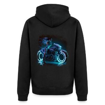 Futuristisch Motorrad Zukunft Bike für eine - Unisex Premium Bio Zip Hoodie - Schwarz - Hinten - Nico (187cm)