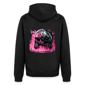Cyborg Skull Skull - Unisex Premium Organic Zip Hoodie - black - Back - Nico (187cm)