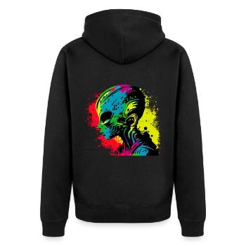 Cool Rétro Futuristic Alien - Arc-en-ciel - Veste à capuche bio Premium Unisexe - noir - Dos - Nico (187cm)