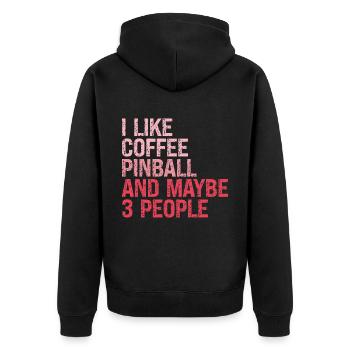Pinball Flippern Girl Mädchen Sprüche Lustige´Pink - Unisex Premium Bio Zip Hoodie - Schwarz - Hinten - Nico (187cm)
