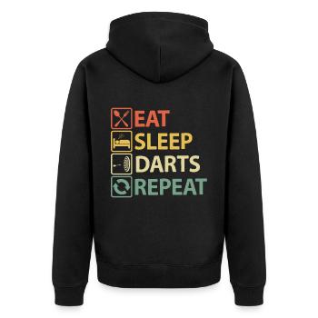 Dart Sprüche Lustige Witzige Humor Vintage Eat - Unisex Premium Bio Zip Hoodie - Schwarz - Hinten - Nico (187cm)