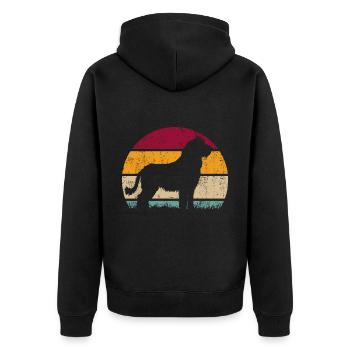Komondor Hongrois Vintage Rétro - Veste à capuche bio Premium Unisexe - noir - Dos - Nico (187cm)