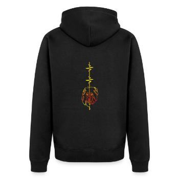 Herzschlag vertikaler Löwe - Unisex Premium Bio Zip Hoodie - Schwarz - Hinten - Nico (187cm)