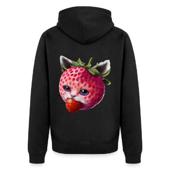 Chat fraise - Veste à capuche bio Premium Unisexe - noir - Dos - Nico (187cm)