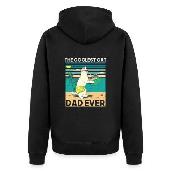 The Coolest Cat Dad Ever - Cat Lover Family Gifts - Unisex Premium Organic Zip Hoodie - black - Back - Nico (187cm)