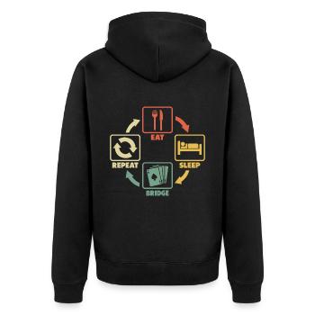 Bridge Player Bridgespieler Witzig Sprüche Humor - Unisex Premium Bio Zip Hoodie - Schwarz - Hinten - Nico (187cm)