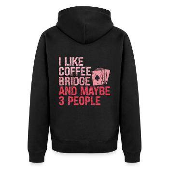 Bridge Player Girl Bridgespielerin Sprüche Humor - Unisex Premium Bio Zip Hoodie - Schwarz - Hinten - Nico (187cm)