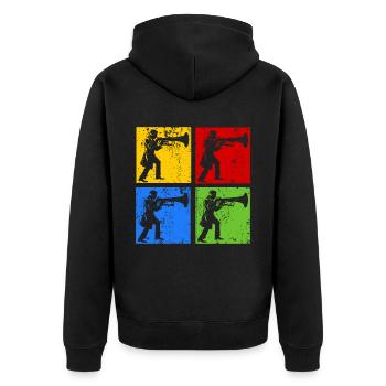 Euphonium Player Euphonist Dad Vintage Pop Art - Unisex Premium Bio Zip Hoodie - Schwarz - Hinten - Nico (187cm)