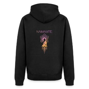 Zen yoga Buddha - Unisex Premium Organic Zip Hoodie - black - Back - Nico (187cm)