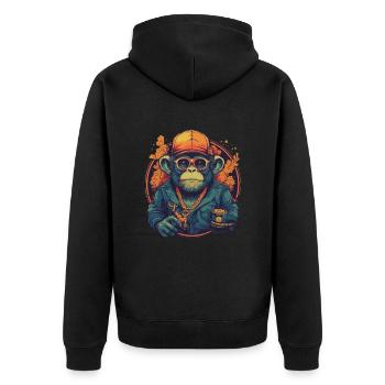 Design Monkey Monkey Trip avec Mug Vintage Vibes - Veste à capuche bio Premium Unisexe - noir - Dos - Nico (187cm)
