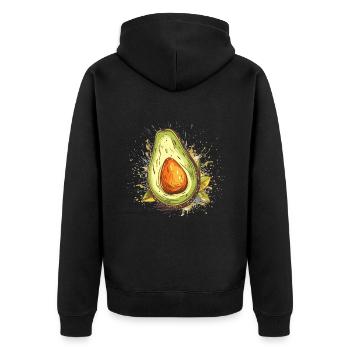 Avocado Comic Cartoon Style - Unisex Premium Bio Zip Hoodie - Schwarz - Hinten - Nico (187cm)