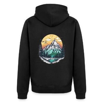 Berge Natur Outdoor - Unisex Premium Bio Zip Hoodie - Schwarz - Hinten - Nico (187cm)