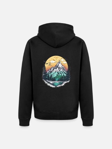 Mountains Nature Outdoor - Unisex Premium Organic Zip Hoodie - black