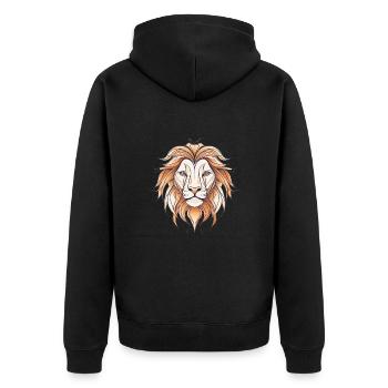 wild lion Löwe charmant linie Design - Unisex Premium Bio Zip Hoodie - Schwarz - Hinten - Nico (187cm)