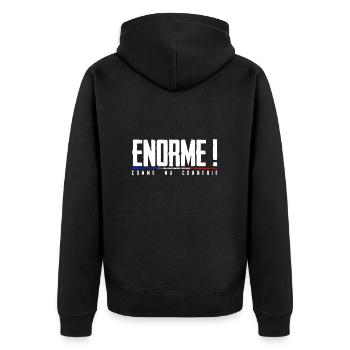Riesig! wie mein humorvolles made in Fr. - Unisex Premium Bio Zip Hoodie - Schwarz - Hinten - Nico (187cm)