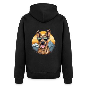 Cool dog with sunglasses - Unisex Premium Organic Zip Hoodie - black - Back - Nico (187cm)