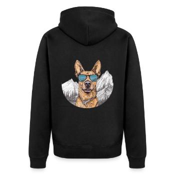 Cool German Shepherd with Sunglasses - Unisex Premium Organic Zip Hoodie - black - Back - Nico (187cm)